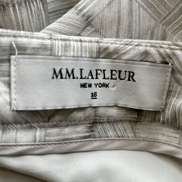 MM Lafleur Size 16 Gray Basketweave Faux Wrap Side Split Midi Skirt - USA Made - Picture 3 of 5